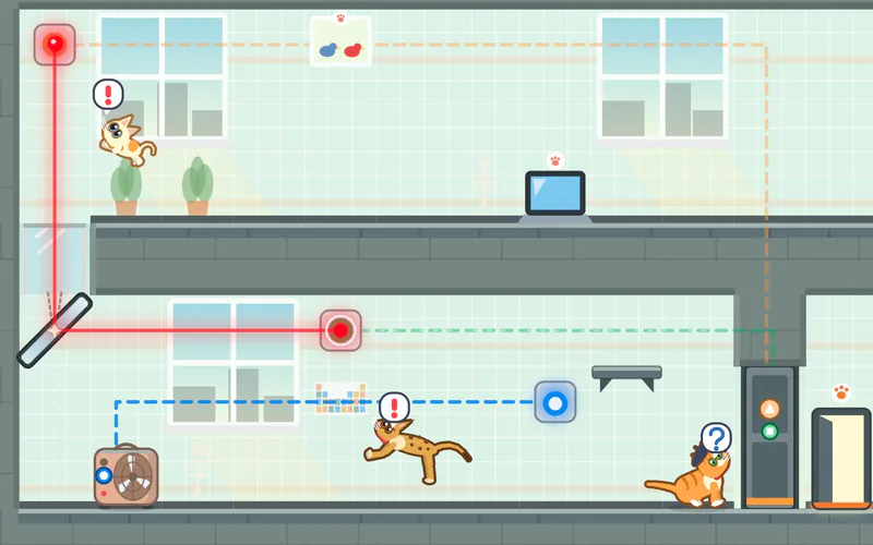 A level in the Old School: a mirror bends the laser beam around a corner