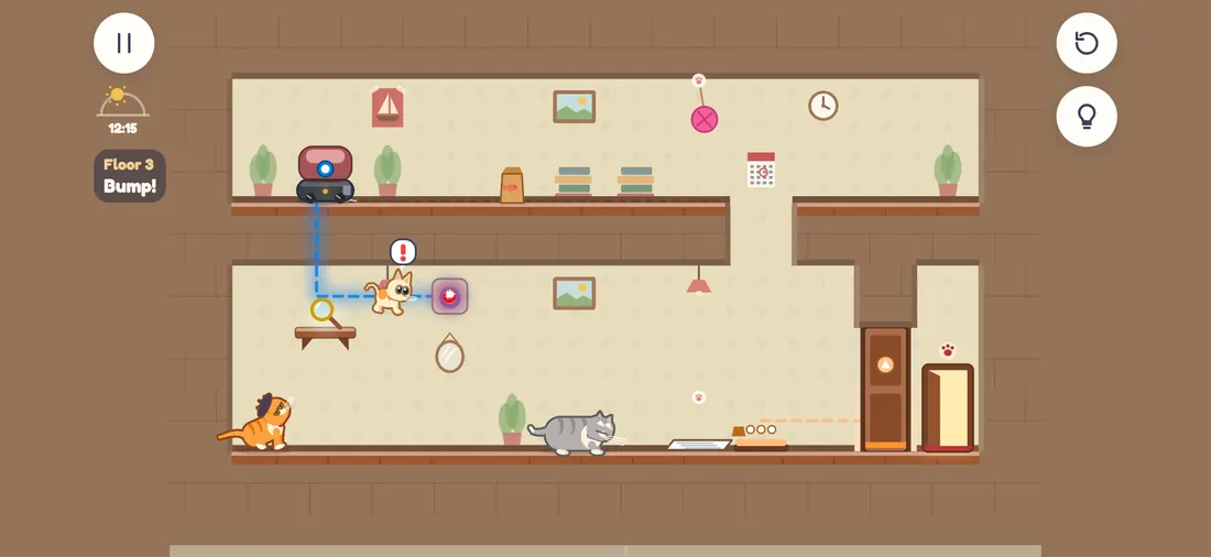 Point & Purr on a phone: in the Cat Café, Biscuit leaps for the red laser dot while your cat waits below